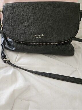 Kate Spade New York Black Pebbled Leather Crossbody With Dust Bag